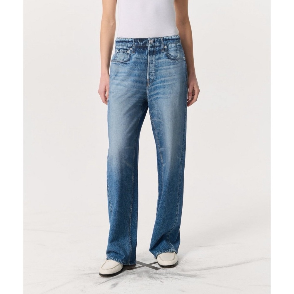 Rag & Bone Miramar Wide-Leg Sweatpant Jeans Noosa Blue Large